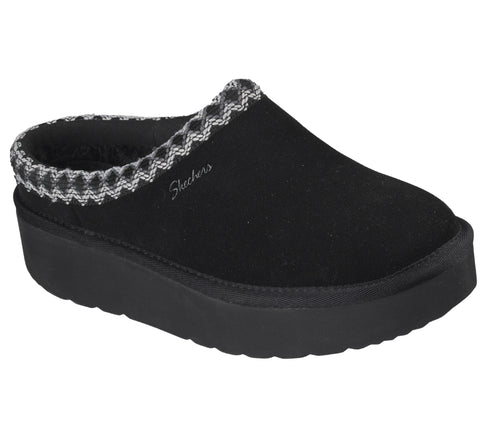 Papuci sport, dama, SKECHERS KEEP COZY - COZY CAS 169144-BBK negru, piele intoarsa